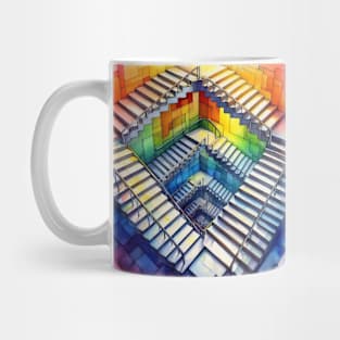 Psychedelic looking abstract illustration of Escher stairs Mug